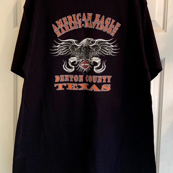 Harley-Davidson Ring of Fire American Eagle Denton County Texas T-Shirt - Picture 2 of 11